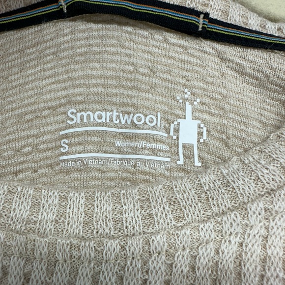 Smartwool Waffle Knit Top Shirt Long Sleeve Tan Beige Tan Cream Layering Small - Picture 4 of 8